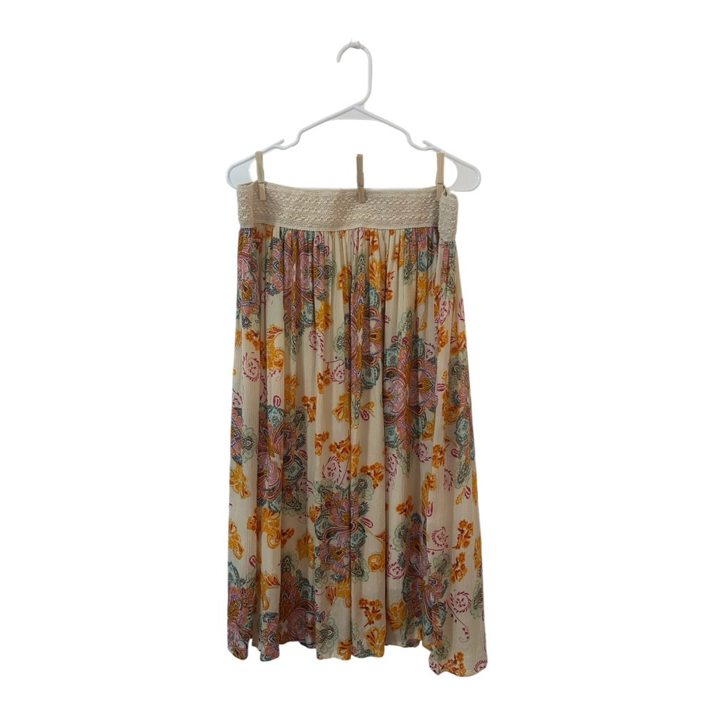 Gypsie Blu Bohemian Floral A-Line Midi Skirt